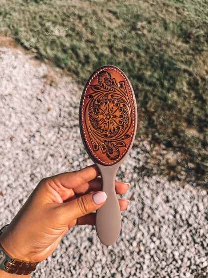 Bethany Tooled Leather Hair Brush