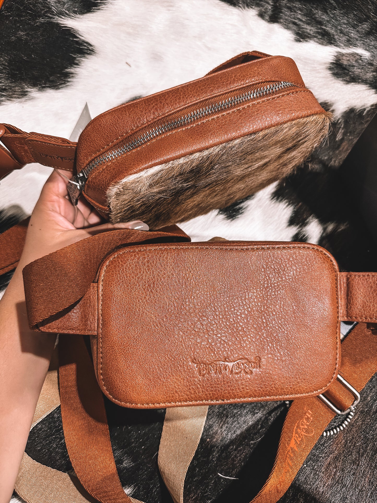 Brown Cowhide Crossbody Bum Bag