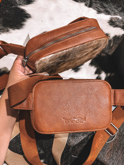 Brown Cowhide Crossbody Bum Bag