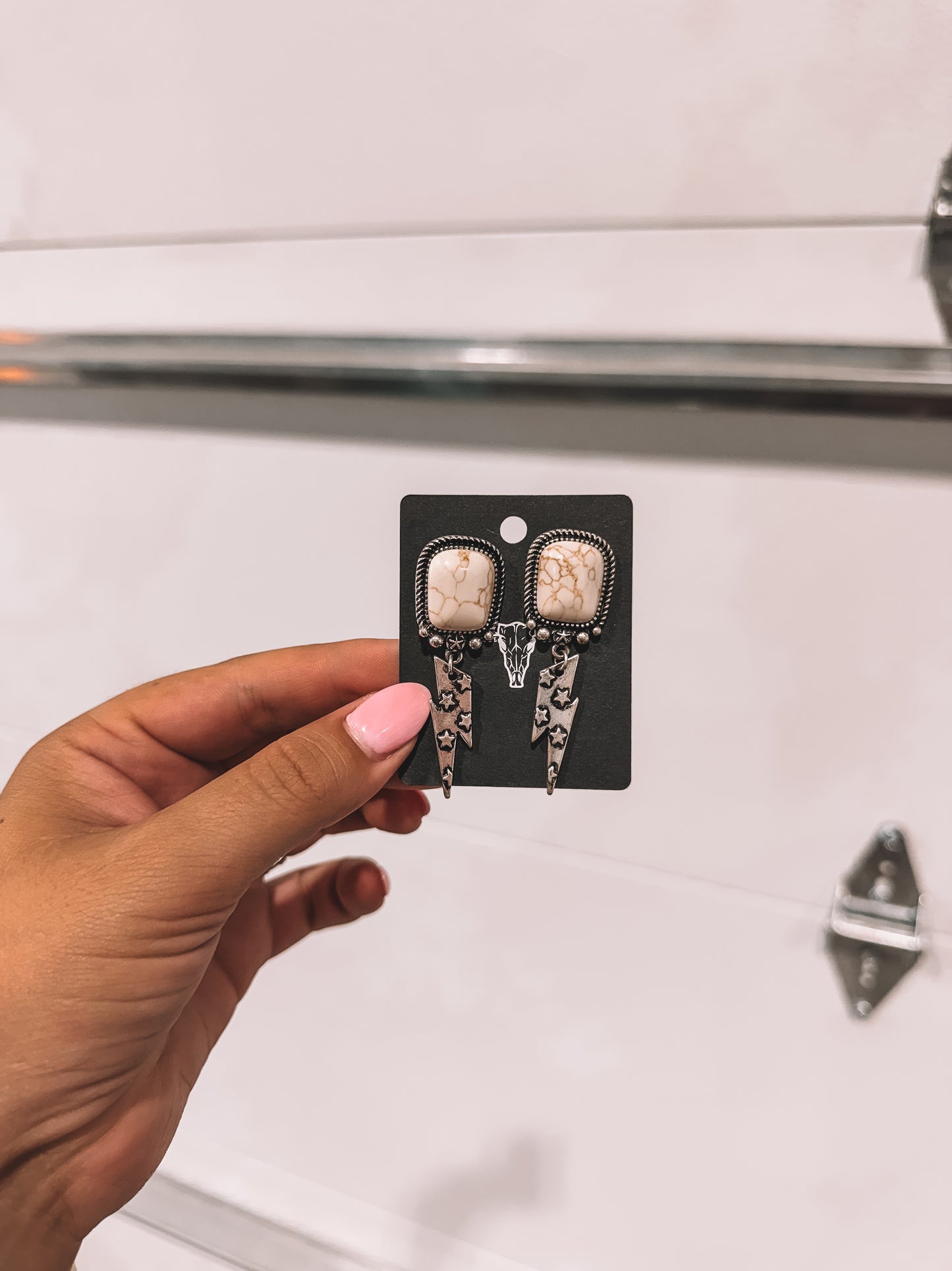 Lightning Drop Earrings - White