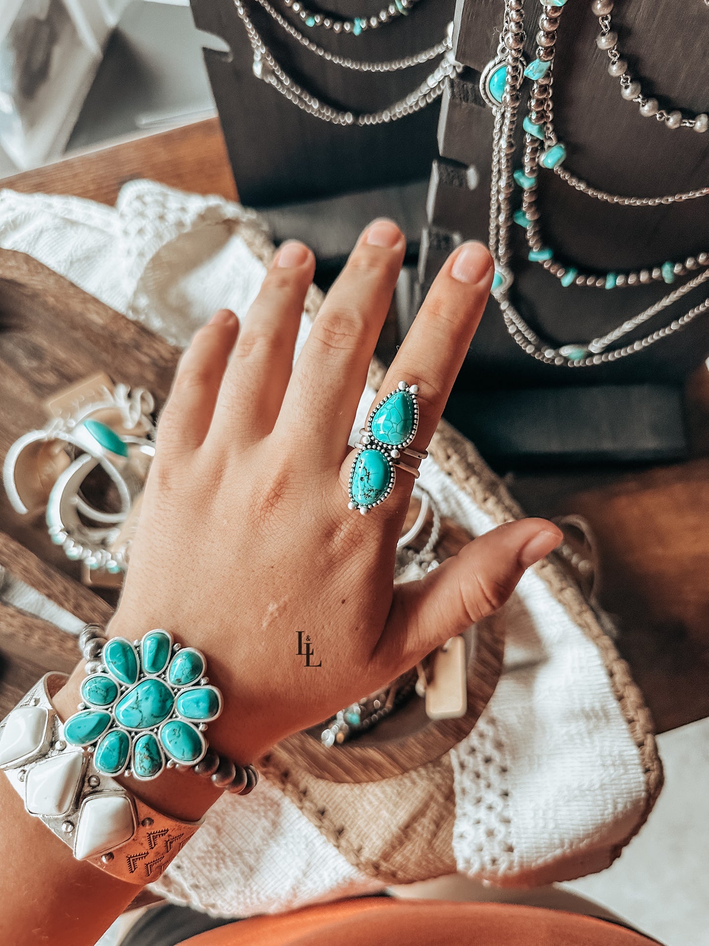 Duo Stone Ring in Turquoise