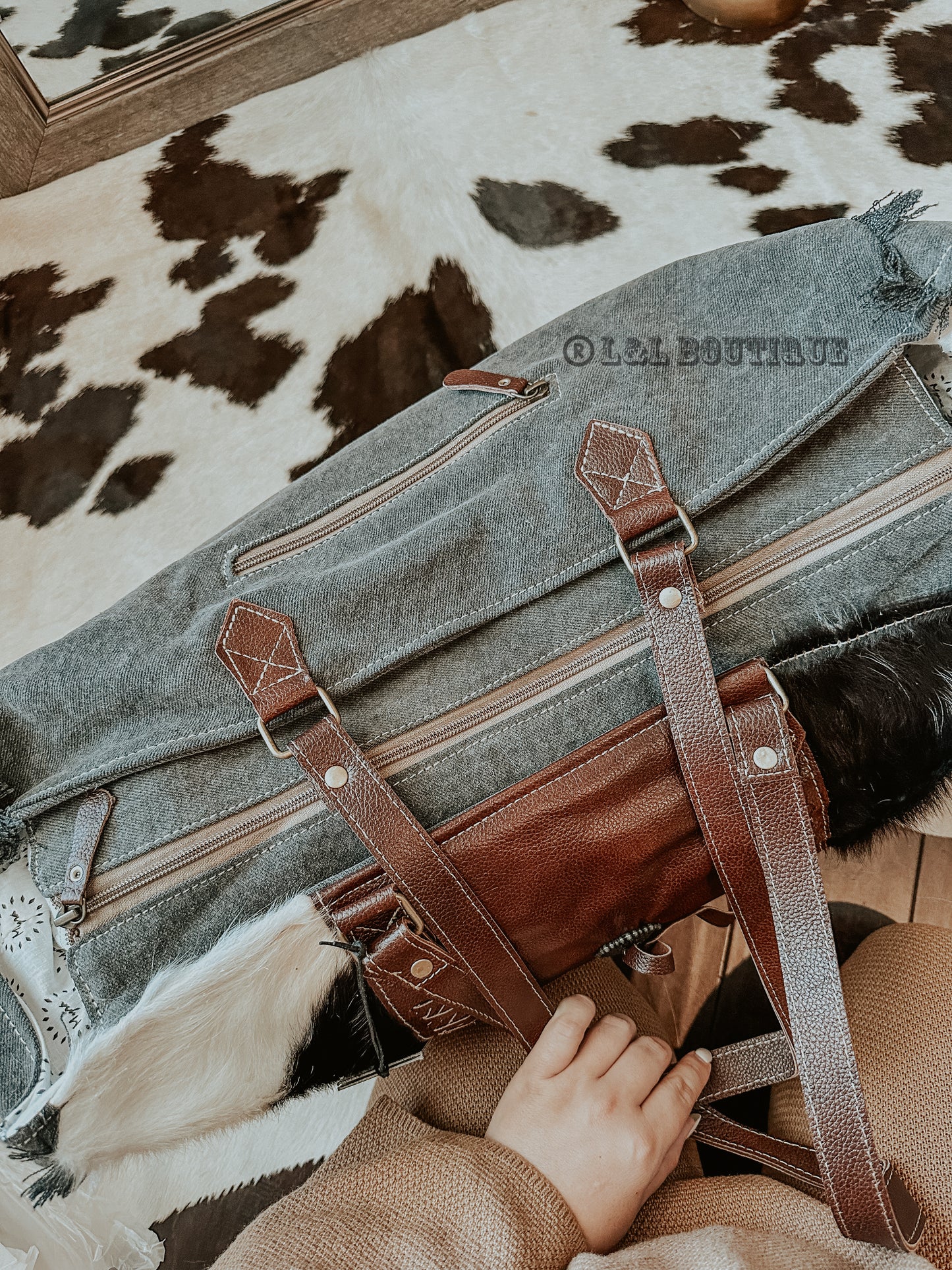 Cowboy Leather Cowhide Weekender Bag