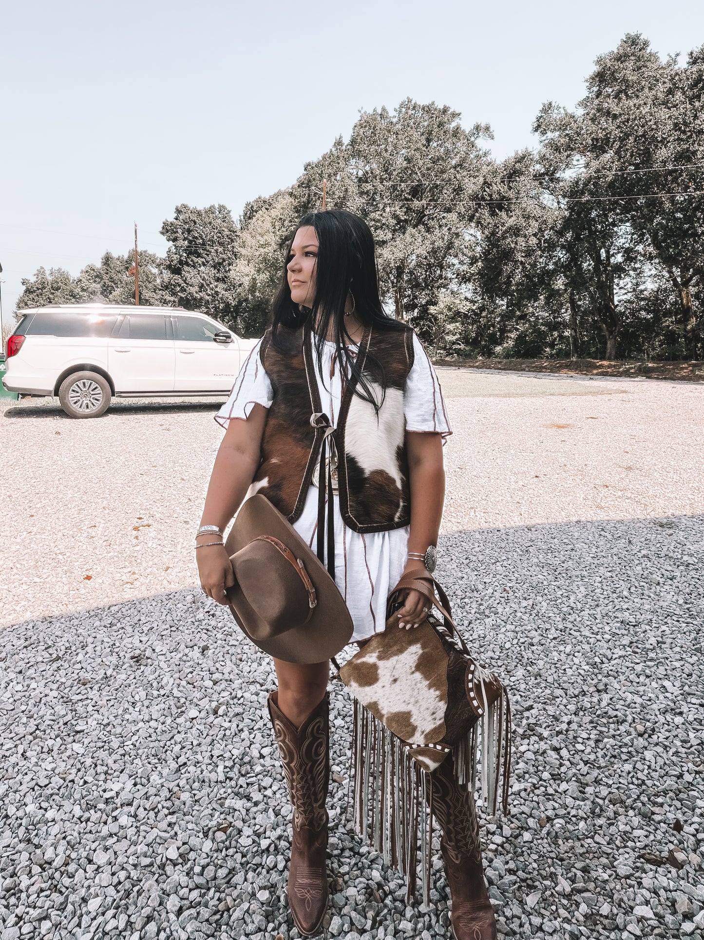 Tri-Color Cowhide Velvet Vest
