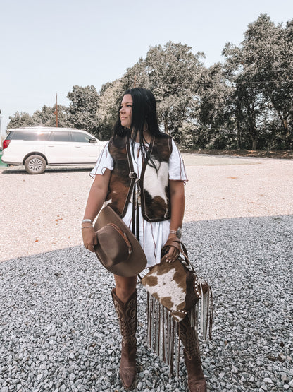 Tri-Color Cowhide Velvet Vest