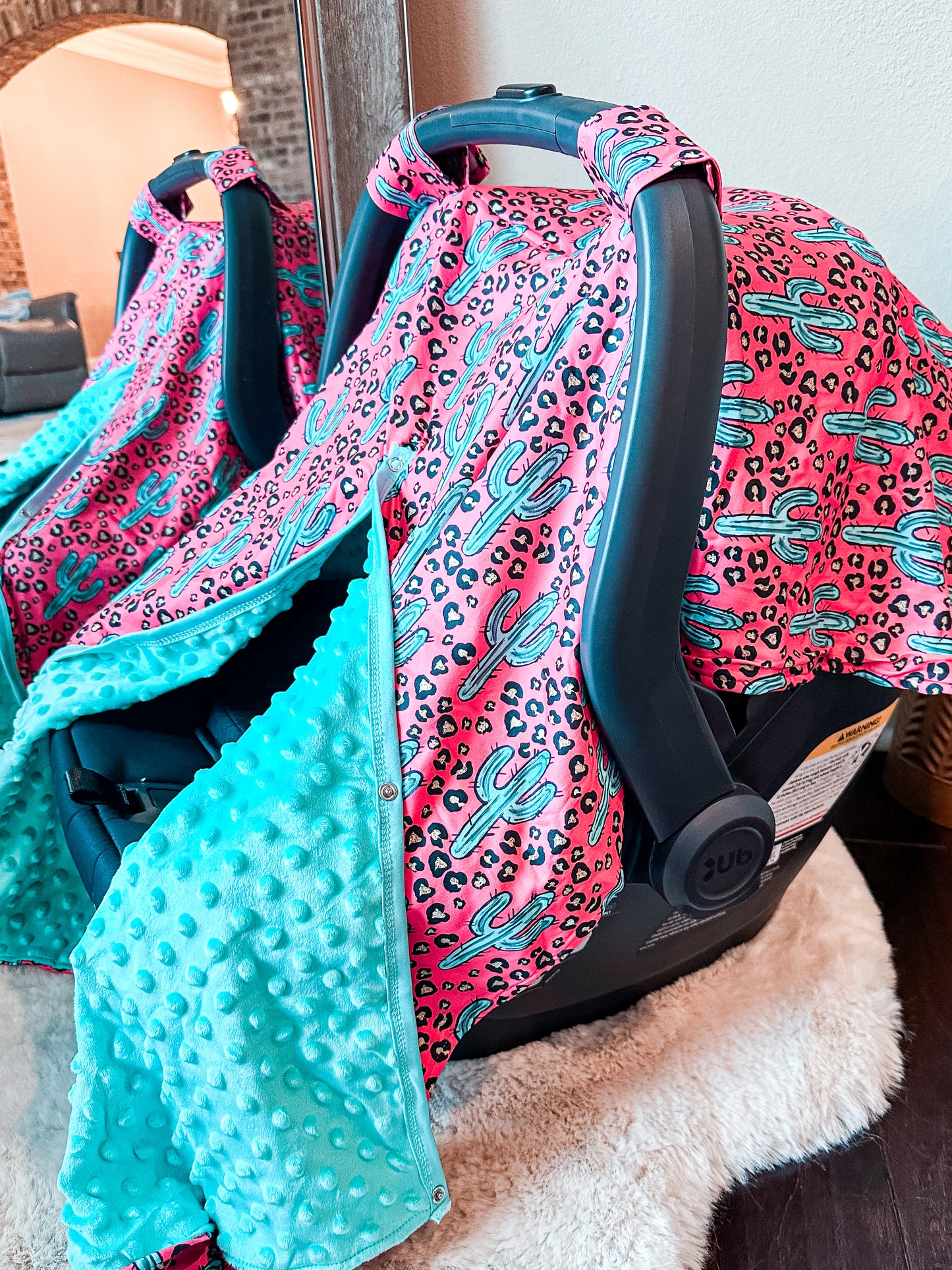 Pink & Turquoise Cactus Car Seat Cover