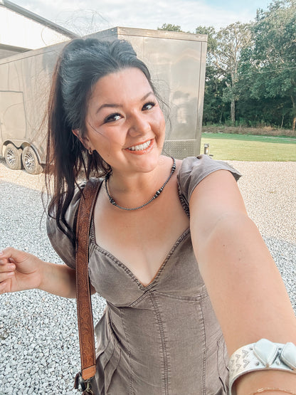 Brown Ruffle Denim Romper