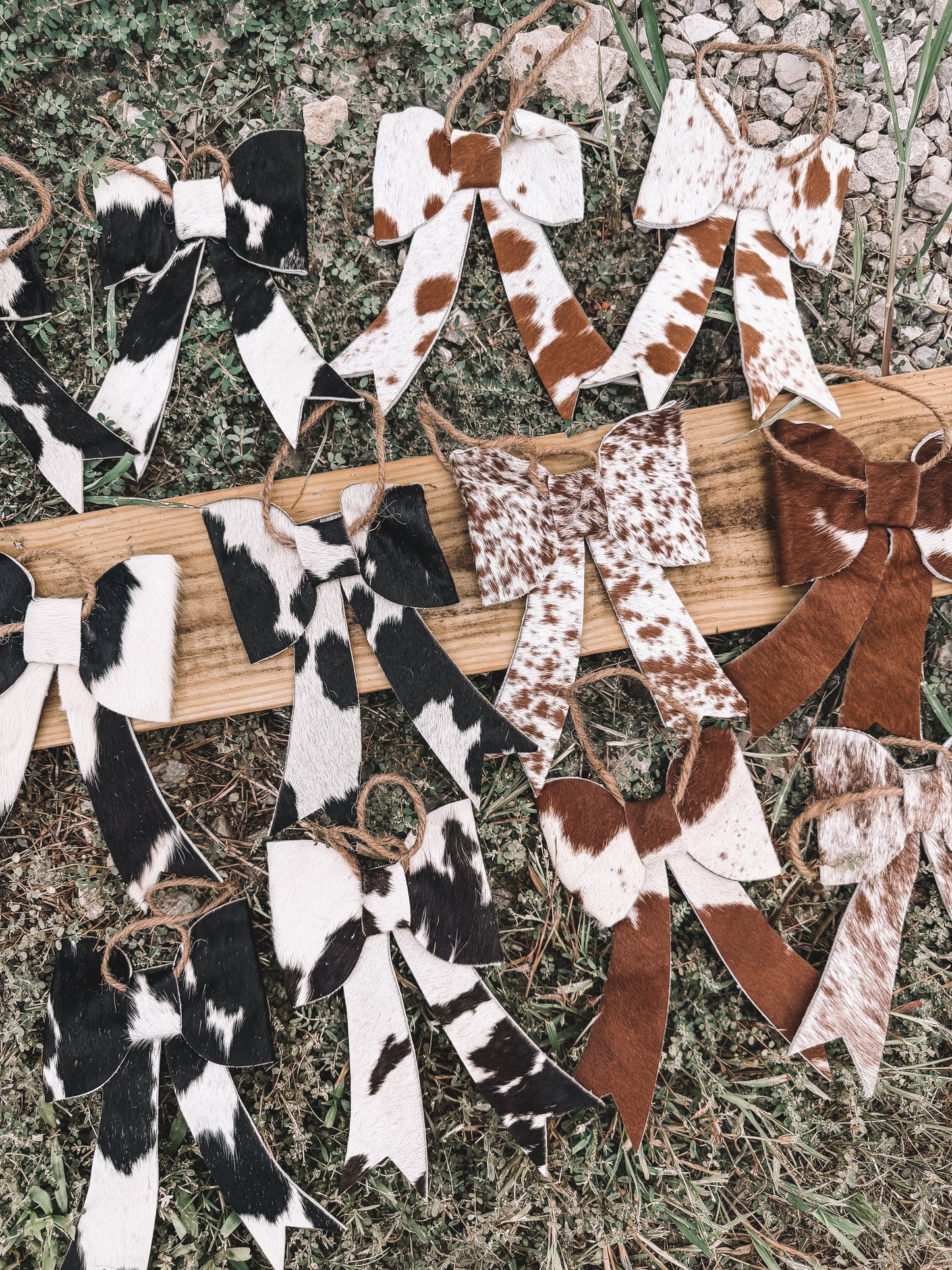 Cowhide Ornament Set of 6 Bows