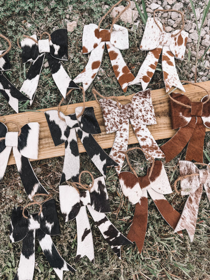 Cowhide Ornament Set of 6 Bows