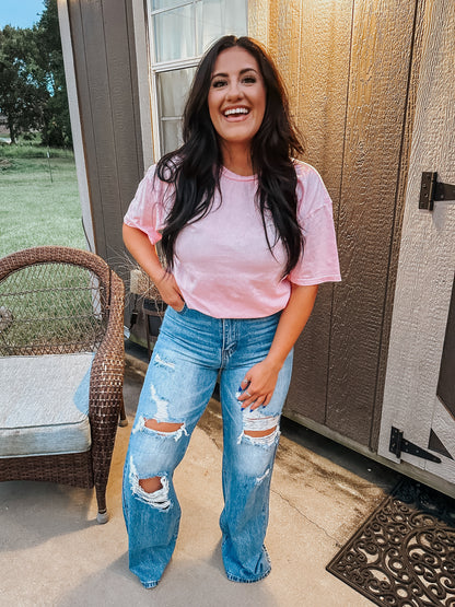 Pink Mineral Scoop Neck Tshirt