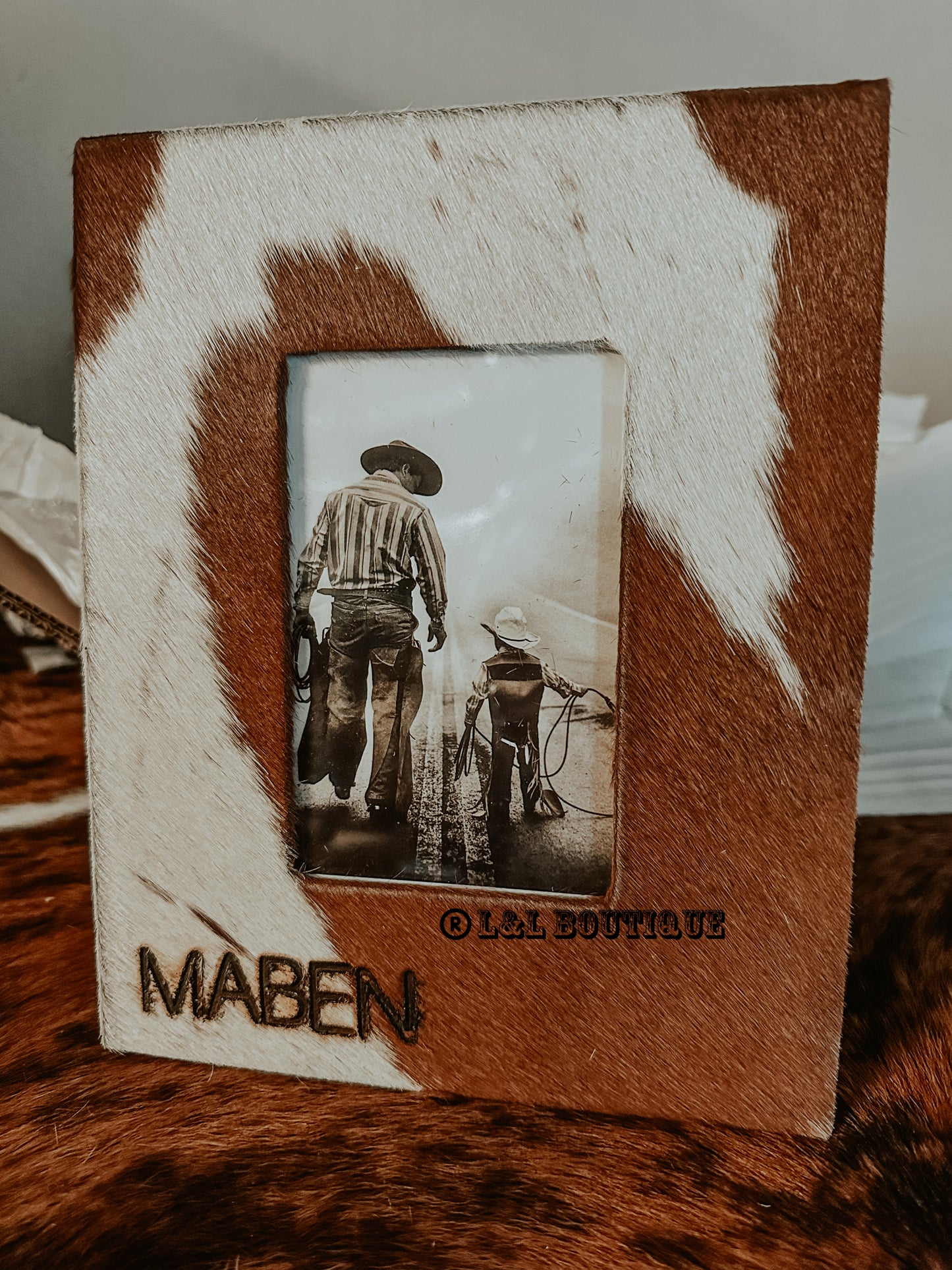 Brown Cowhide Picture Frame