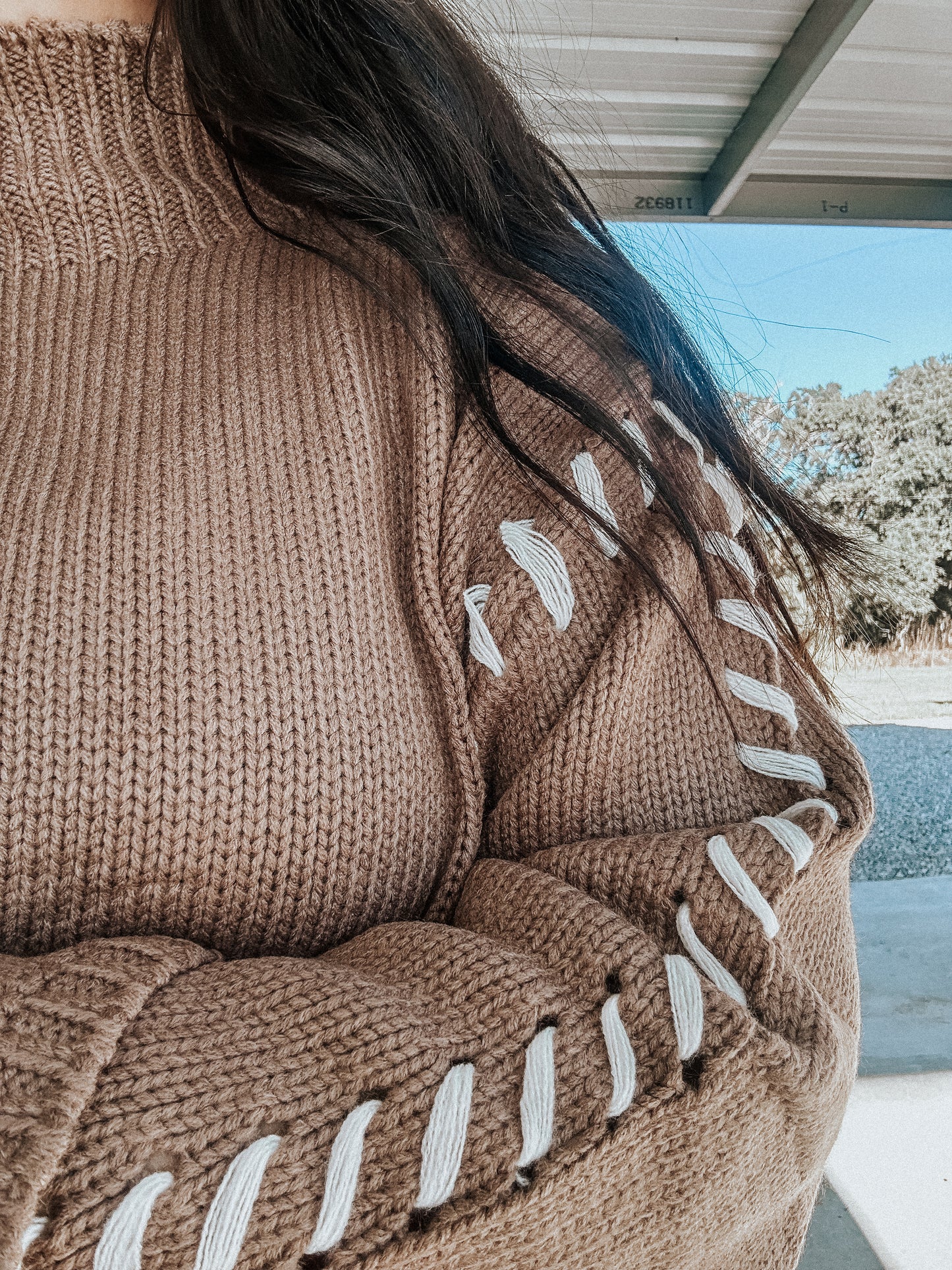 Brown Woven Stitched Sweater