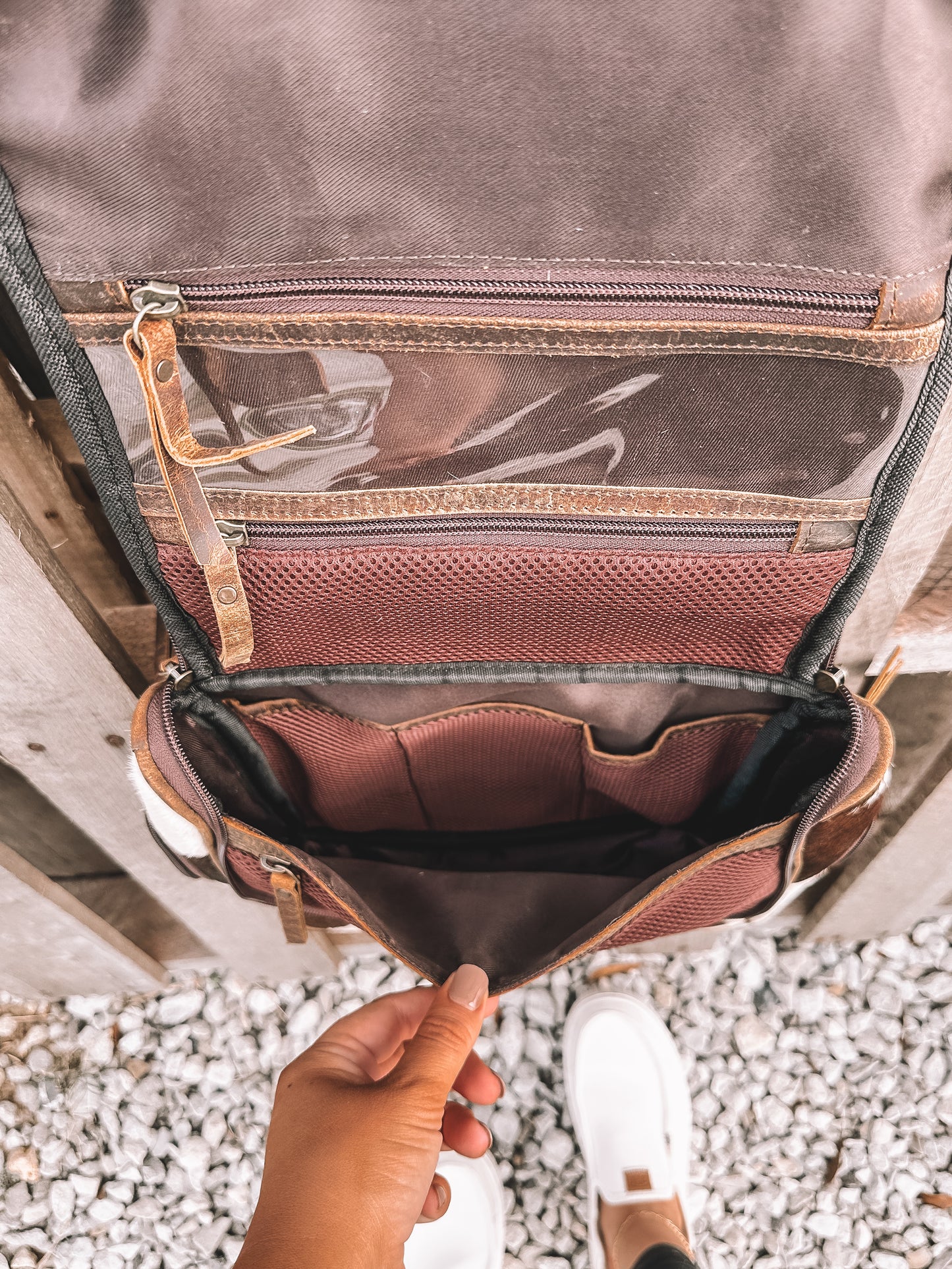 Oversized Cowhide Hanging Toiletry Bag