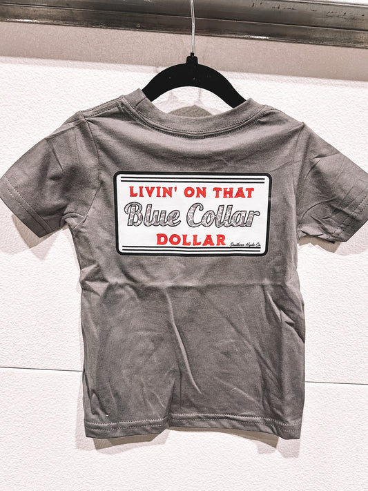 Blue Collar Dollar Youth Tee in Gray