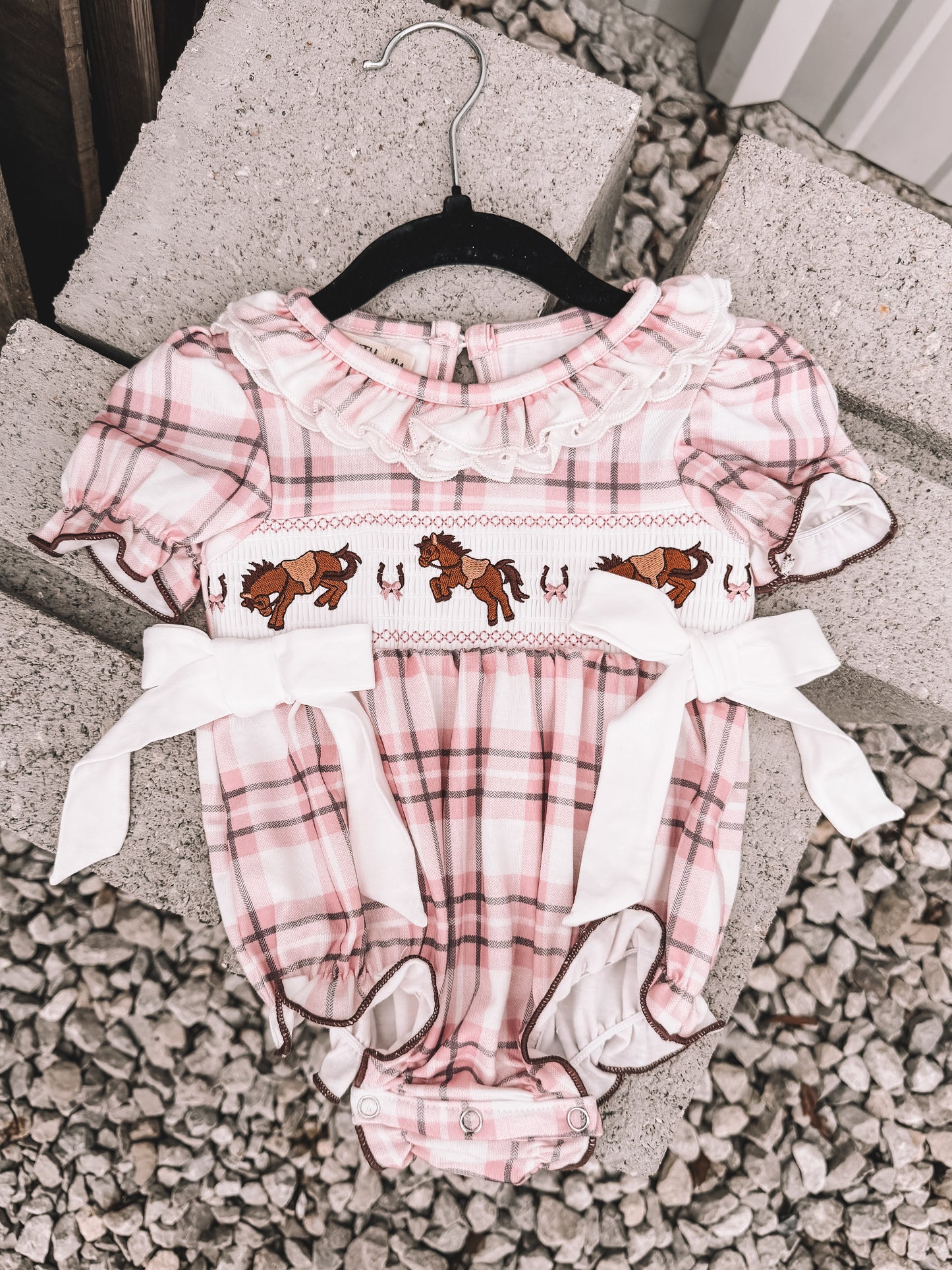 Pink Plaid Rodeo Romper