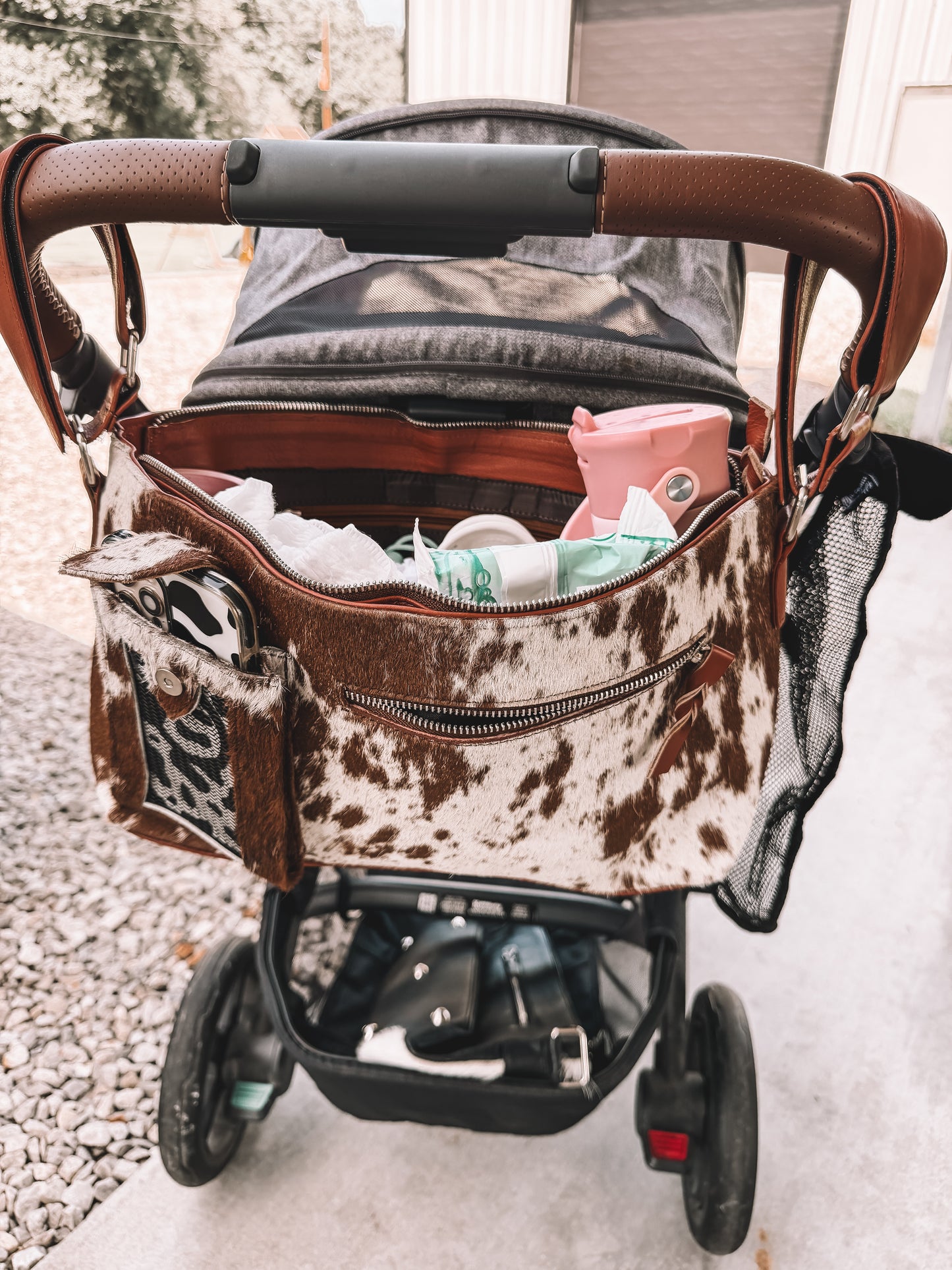 Cowhide Stroller Bag