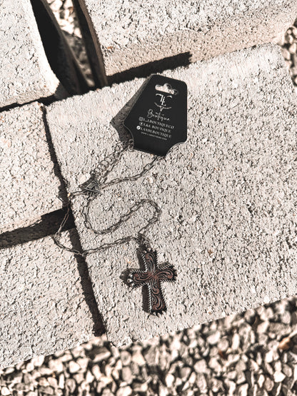 Embossed Cross Necklace