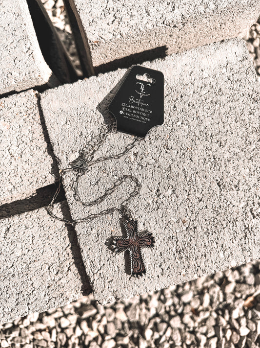 Embossed Cross Necklace