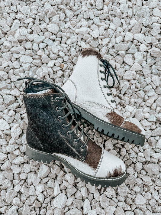 Cowhide Laced Boots