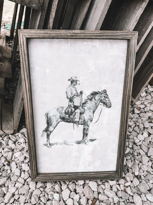 Cowboy Smoke Break Wooden Decor