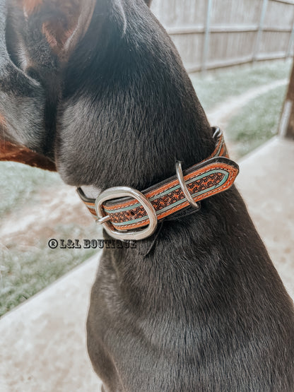Amigo Tooled Leather Dog Collar