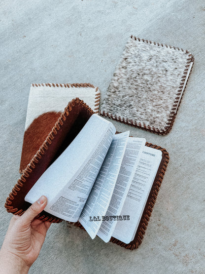 Cowhide Buckstitch Bible Cover PREORDER