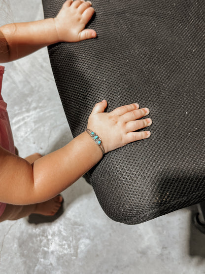 Three Stone Sterling Turquoise Baby Cuff Bracelet