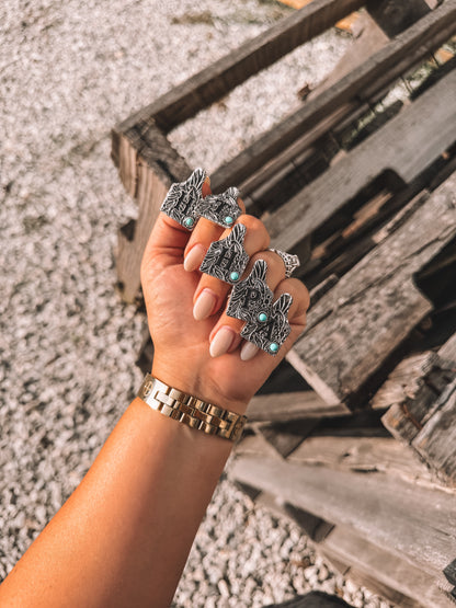 Turquoise Initial Cowtag Ring
