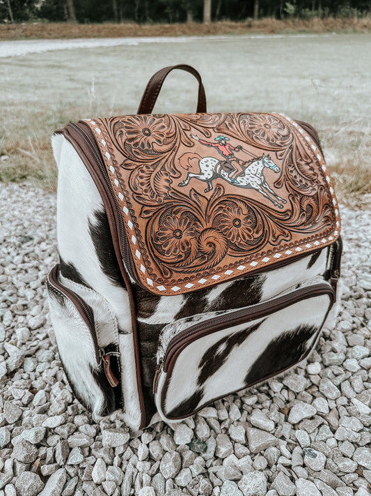 Ride Em’ Bronco Cowhide Leather Backpack