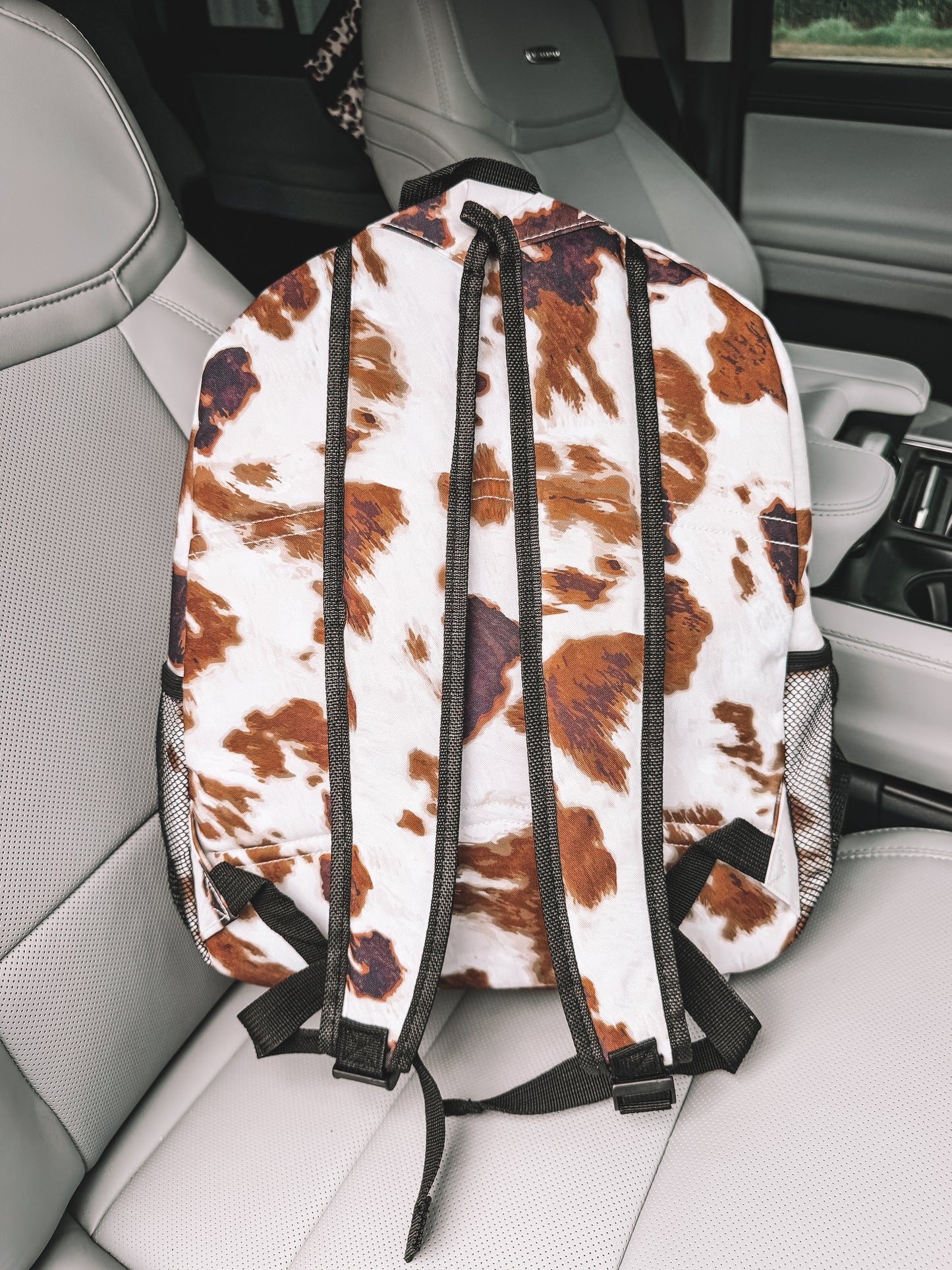 School Backpack - Tan Cow