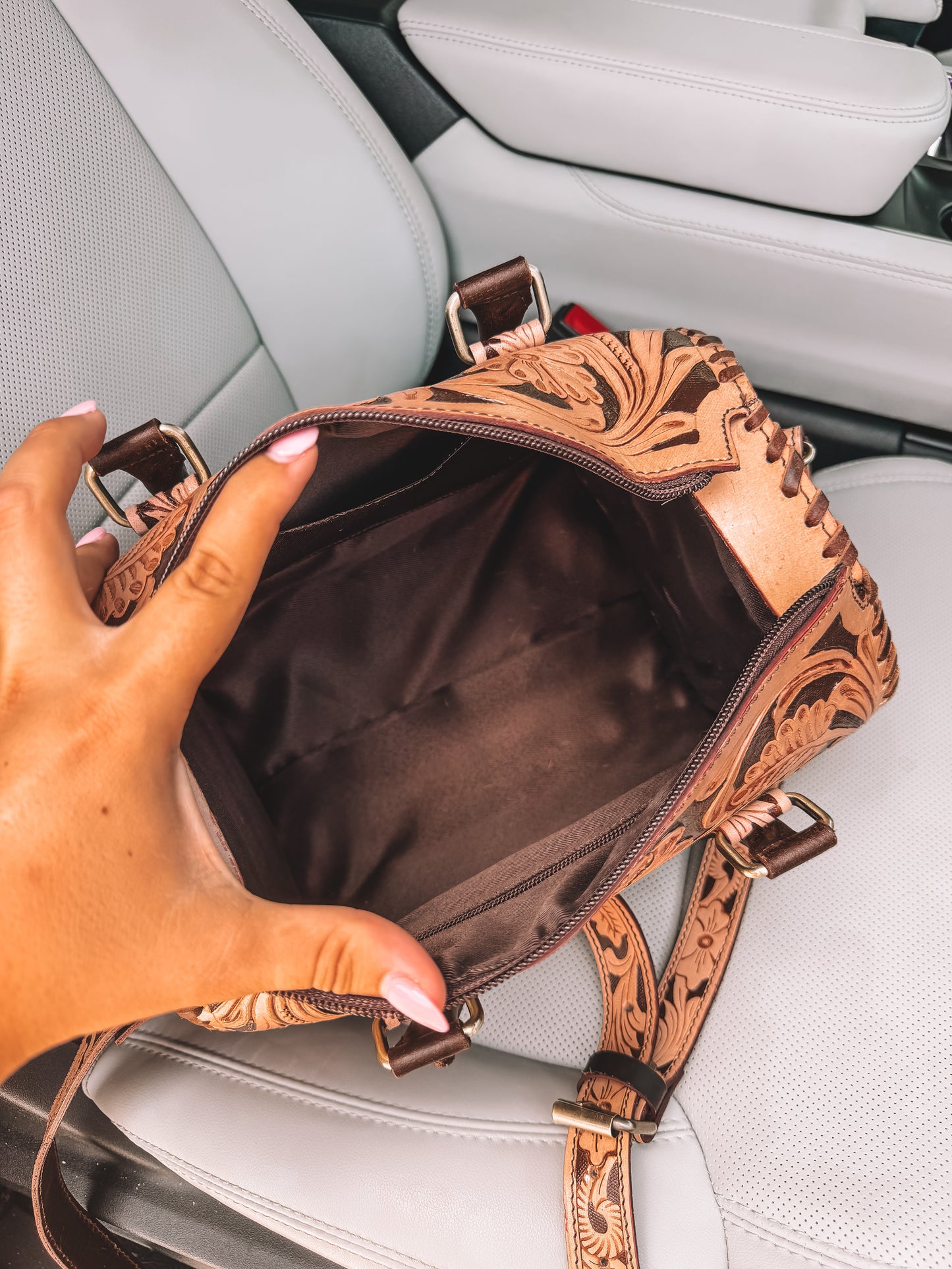 Tooled Leather Speedy Purse