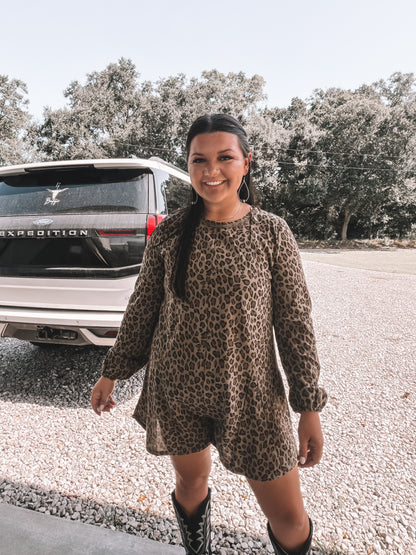 Leopard Long Sleeve Romper