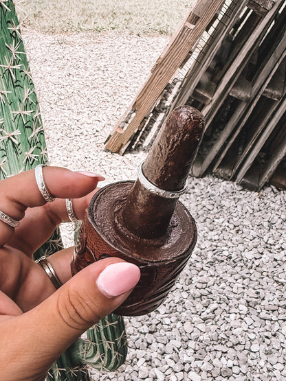 Tooled Leather Ring Prong Holder