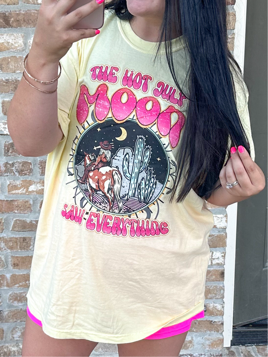 Hot July Moon Tshirt - Yellow