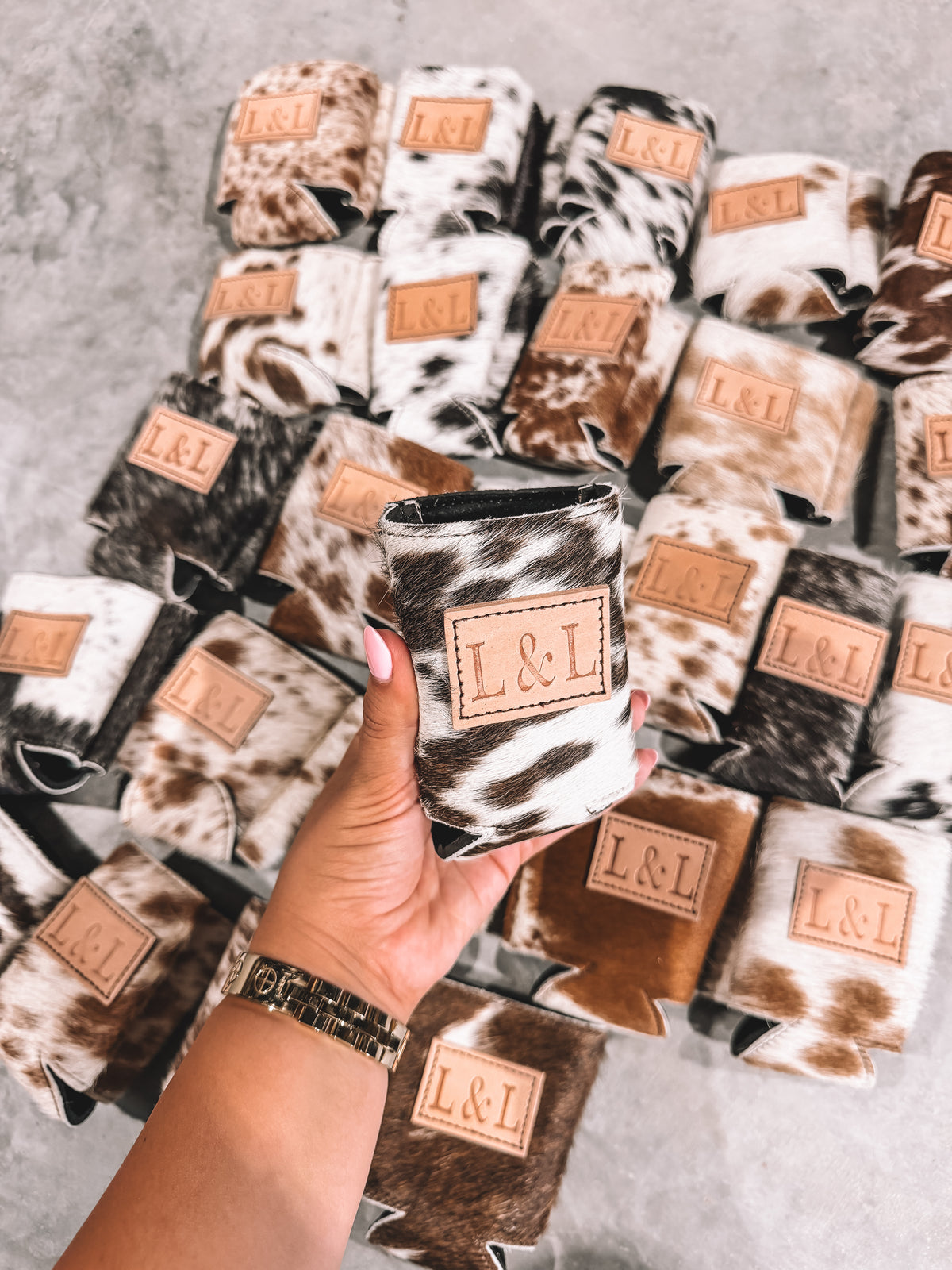 L&L Patch Cowhide Koozie