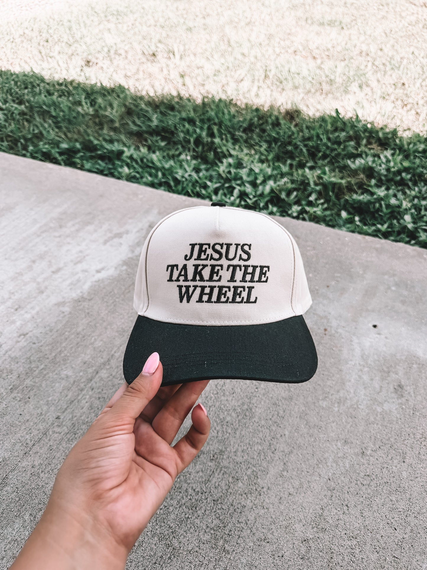 Jesus Take The Wheel Trucker Hat - Black