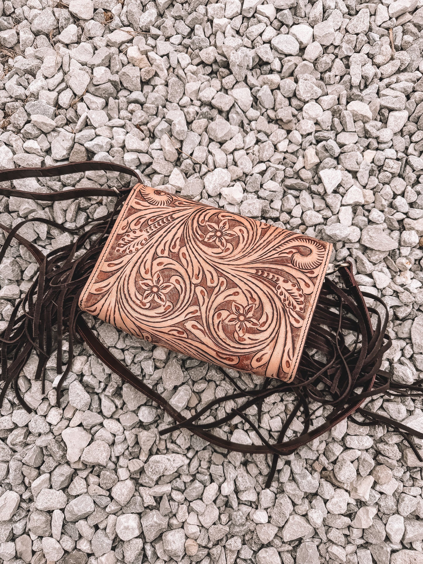 Turquoise Lux Tooled Crossbody - Brown