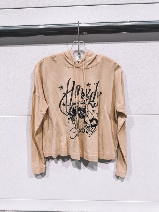 Yellow Howdy Cropped Hoodie