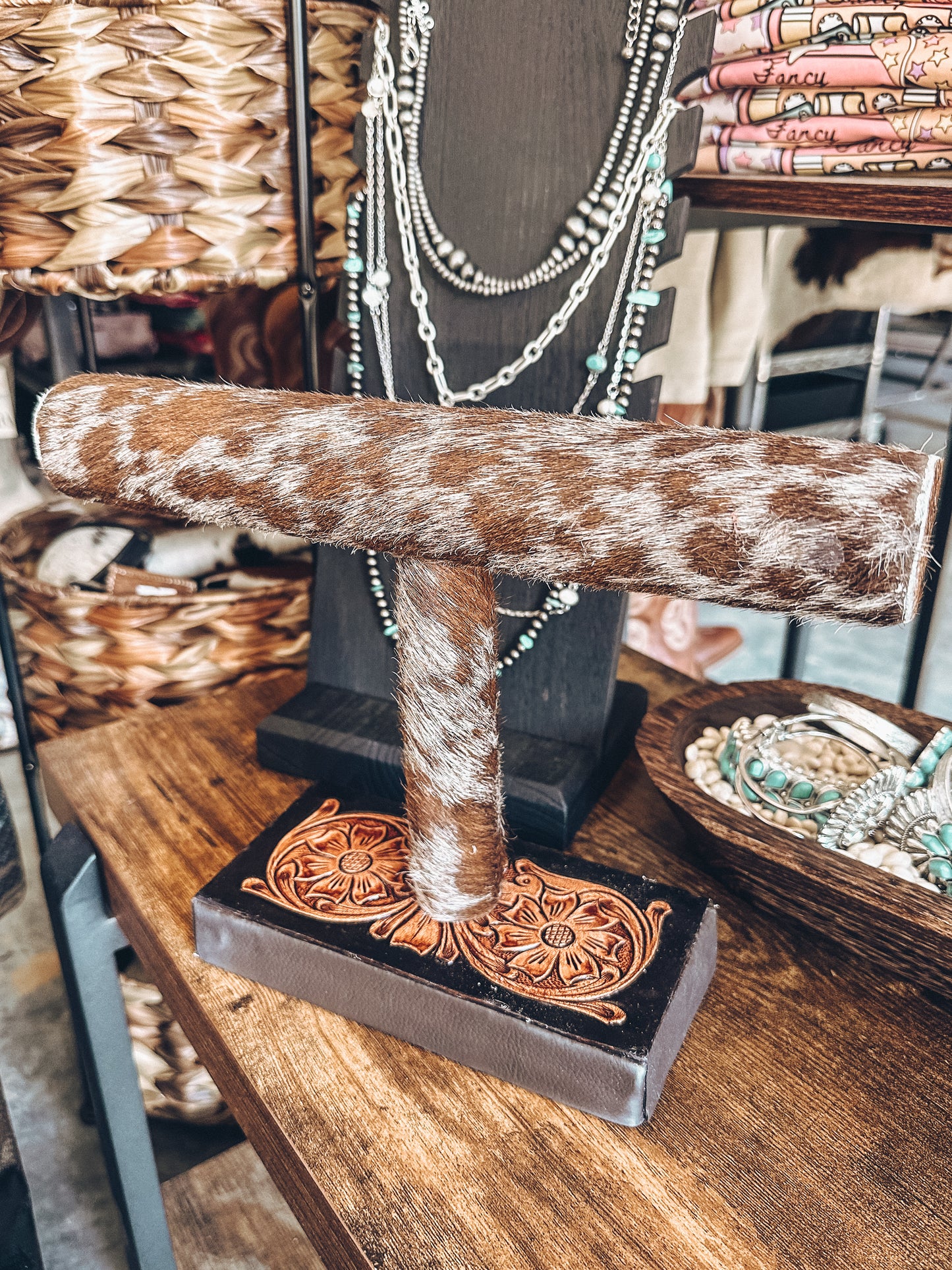 Tooled Leather Cowhide Bracelet Stand