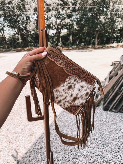 Bourbon Cowhide & Leather Wristlet Crossbody