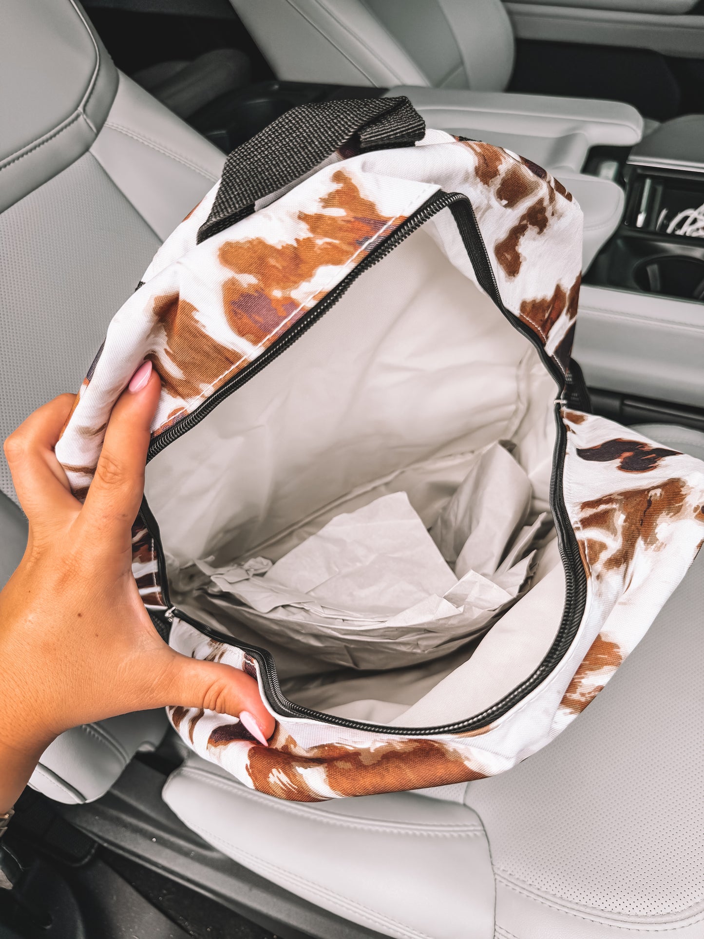 School Backpack - Tan Cow