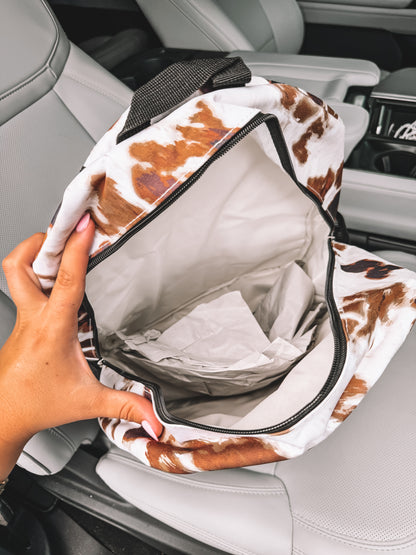 School Backpack - Tan Cow
