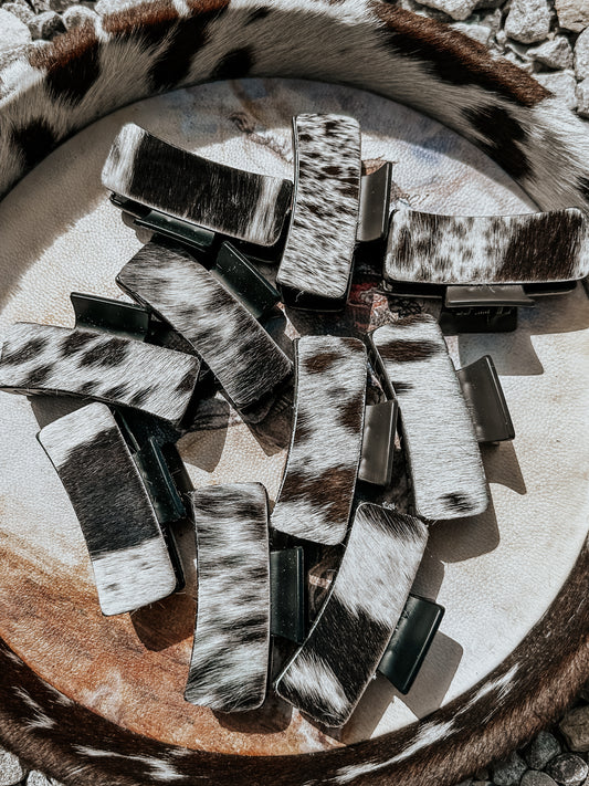 Cowhide Claw Clip Dark Brown