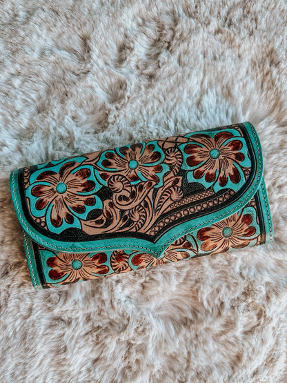 Flower Crest Leather Wallet