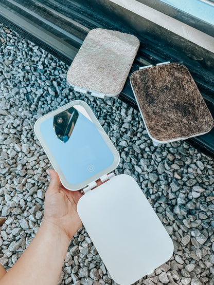 Cowhide Hand Stitched LED Mirror