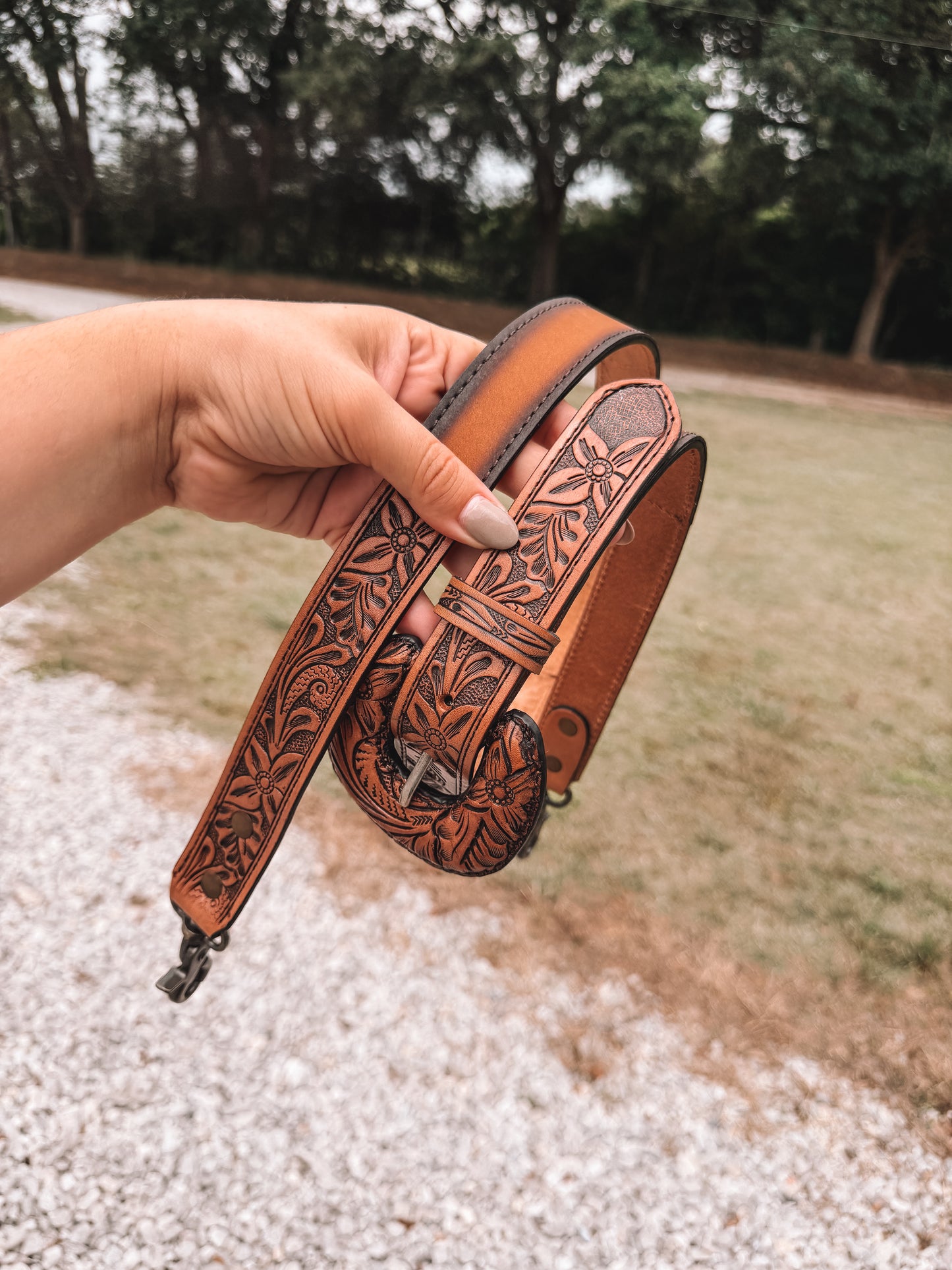Bare Tooled Leather Crossbody Strap