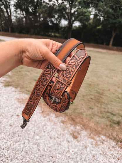 Bare Tooled Leather Crossbody Strap