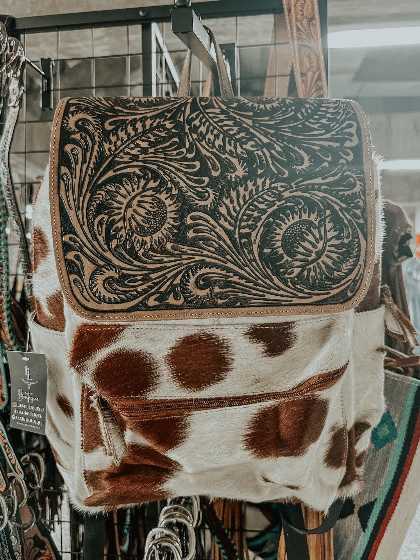 Hillside Cowhide Hand Tooled Backpack