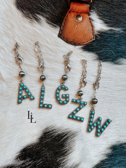 Turquoise Initial Navajo Tumbler Charm