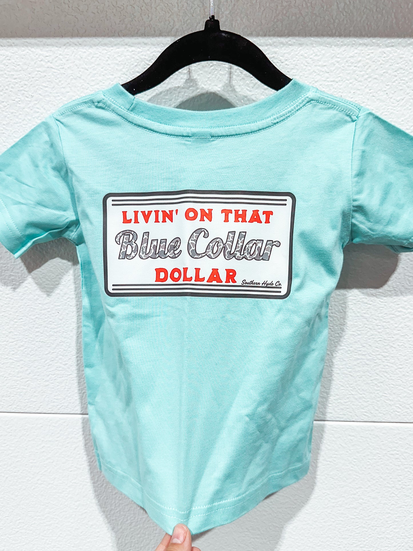 Blue Collar Dollar Youth Tee in Sky Blue
