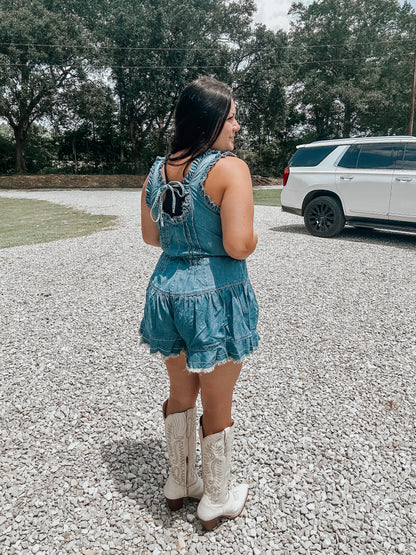 Denim Fray Romper